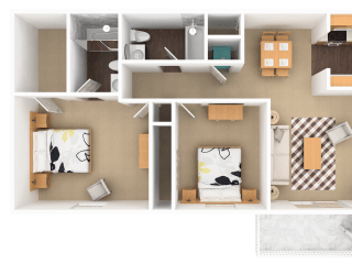 Emerald 2 Bedroom 2 Bathroom, 993 sq. ft., at Barton Farms Apartments and Duplexes in Greenwood, IN 46143