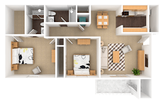 Emerald 2 Bedroom 2 Bathroom, 993 sq. ft., at Barton Farms Apartments and Duplexes in Greenwood, IN 46143