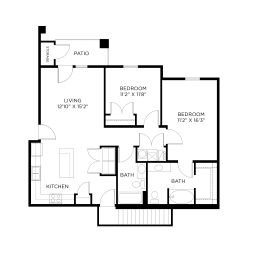 a floor plan of a home showing the bedrooms and baths