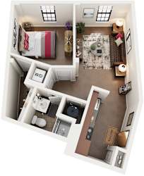 1 Bed 1 Bath Floor Plan | 633 Sq. Ft. at Mayton Transfer Lofts in Petersburg, VA