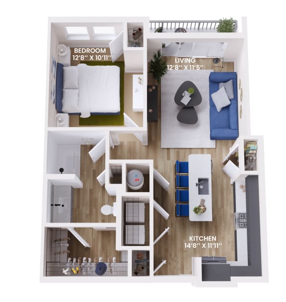 1 bed 1 bath D at Aura Vegas Apartments, Nevada, 89103