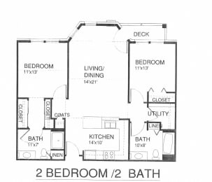  Floor Plan Two Bedroom Two Bath w/Patio & Laundry