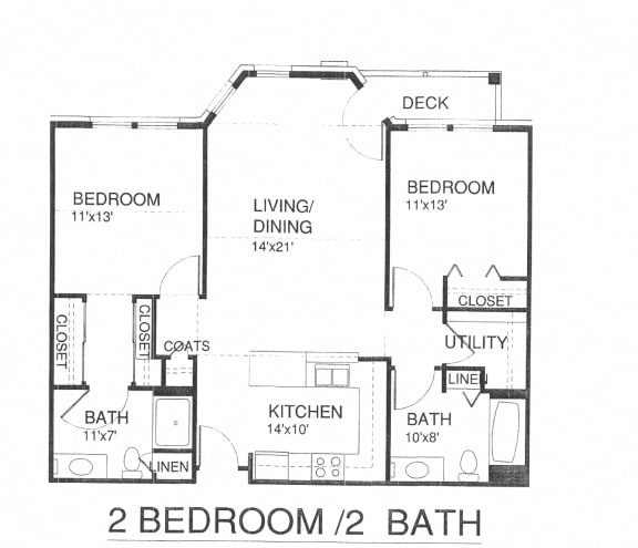  Floor Plan Two Bedroom Two Bath w/Patio &amp; Laundry