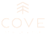 A logo with the text "COVE AT PINE RIDGE" in white on a black background.