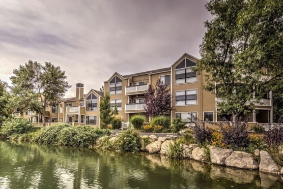 Lake View With Buildings at Silver Bay Apartments, Boise, ID