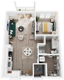 1 Bed 1 Bath Floor Plan | 620 Sq. Ft. at Artistry at Winterfield Apartments, Midlothian, VA 23112
