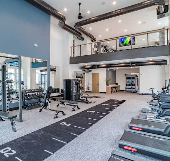 Fitness center at The Yancey Apartments, Charlotte, 28217