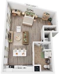 Aspen Floorplan | 634 Sq. Ft. at Flats at West Broad Village, Glen Allen, VA