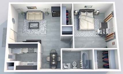 A1 | 1 BED / 1 BATH | 566 SQ FT at Aero White Rock, Dallas