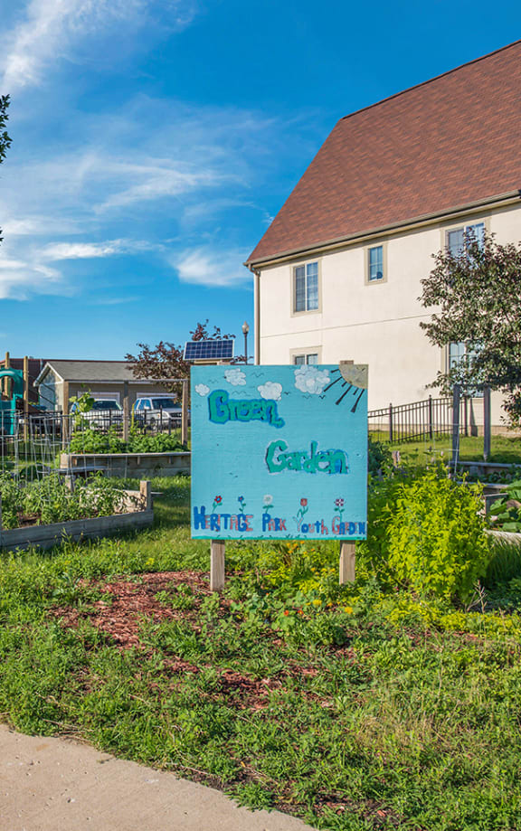 A community garden at Heritage Park apartments and townhomes in Minneapolis, MN