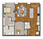 1Bed 1.5Bath D Floor Plan at Stella St. Paul Apartments, St. Paul, MN, 55102