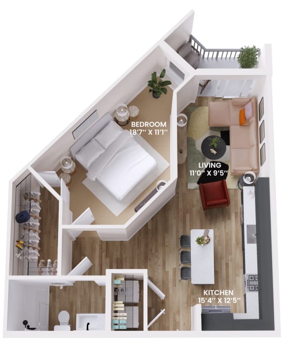 1 bed 1 bath B at Aura Vegas Apartments, Las Vegas, 89103