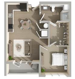A1 Floor Plan at Harbor Side at Conwood Flats Apartments in Uptown Memphis, TN