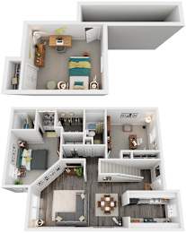 3 Bed 2 Bath Floor Plan | 1,252 Sq. Ft. at Woodwinds, South Carolina, 29803