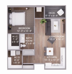  Floor Plan 1 Bedroom 1 Bath