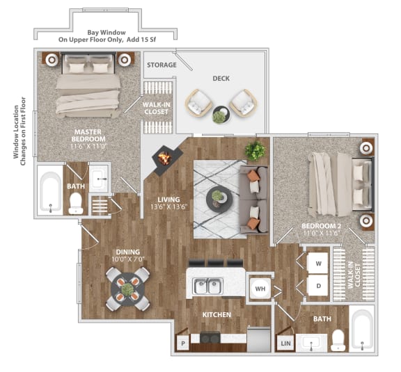 B2 Floor Plan at Waverly Place, North Charleston, 29418