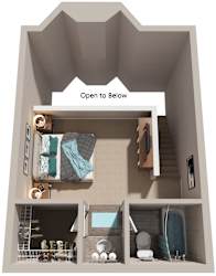 1 Bed 1.5 Bath Floor Plan | 801 Sq. Ft. at Bradford Pointe, Augusta, GA