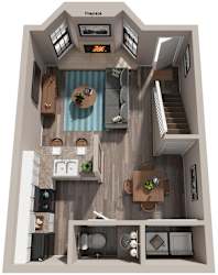 1 Bed 1.5 Bath Floor Plan | 801 Sq. Ft. at Bradford Pointe, GA 30909