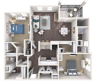 Evergreen Lenox Park - B3 - 2 bedroom and 2 bath - 3D Floor Plan