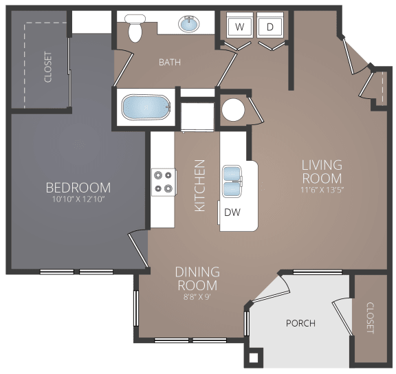 a floor plan of a 1 bedroom apartment