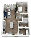 1 bed 1 bath floor plan at Century Vista Palms, Orlando, FL