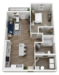 1 bed 1 bath floor plan at Century Vista Palms, Orlando, FL