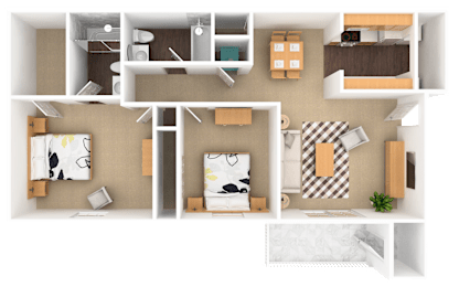 Emerald 2 Bedroom 2 Bathroom, 1038 sq. ft., at Barton Farms Apartments and Duplexes in Greenwood, IN 46143