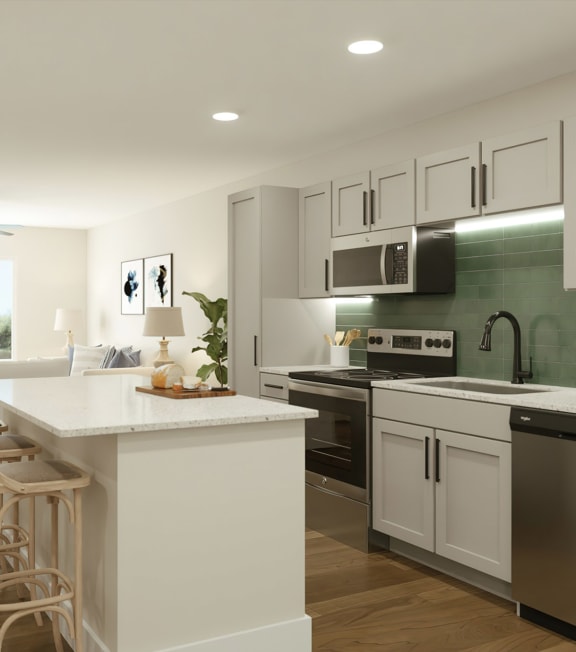 Fully Equipped Kitchen at The Rail, St. Louis, 63110