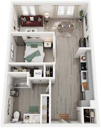 1 Bed 1 Bath Floor Plan | 672-693 Sq. Ft. at Lyric at Norton Commons Apartments, KY 40059