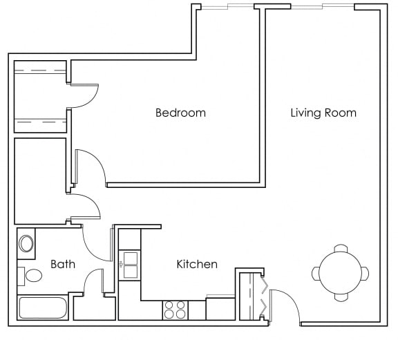 Floor Plan  1 Bedroom 1 Bathroom 910 - F