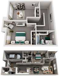 3 Bed 2.5 Bath Floor Plan | 1,528 Sq. Ft. at Brighton Townhomes in Acworth, Georgia, 30102