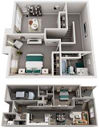 3 Bed 2.5 Bath Floor Plan | 1,528 Sq. Ft. at Brighton Townhomes in Acworth, Georgia, 30102
