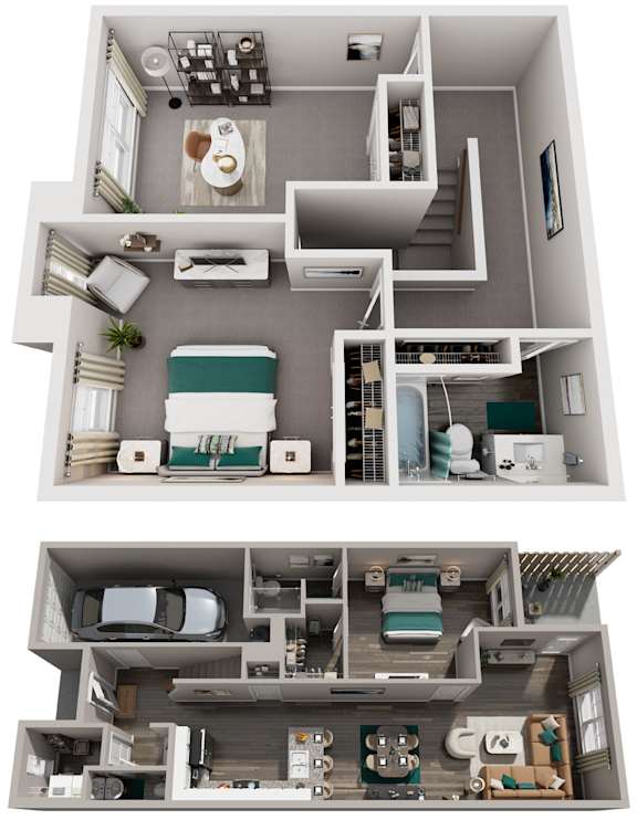 3 Bed 2.5 Bath Floor Plan | 1,528 Sq. Ft. at Brighton Townhomes in Acworth, Georgia, 30102