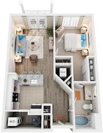 1 Bed 1 Bath Floor Plan | 751 Sq. Ft. at Sterling Manor, VA