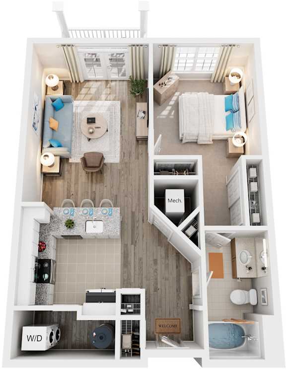 1 Bed 1 Bath Floor Plan | 751 Sq. Ft. at Sterling Manor, VA