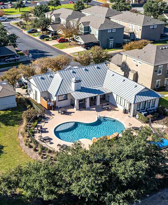 Pool aerial at Links at Forest Creek in Round Rock Texas near Austin