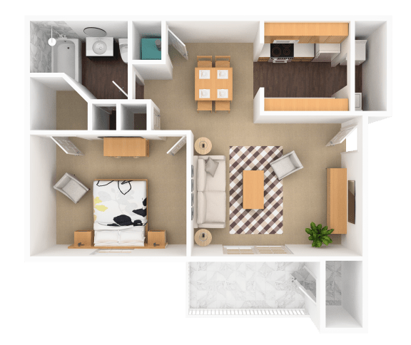 Floor Plan  Sapphire 1 Bedroom 1 Bathroom, 685 sq. ft., at Barton Farms in Greenwood, IN 46143
