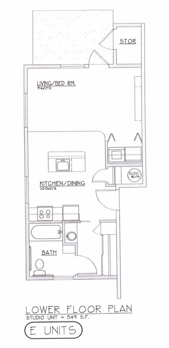 Fruitland Meadow Apartments in Salem, Oregon Studio Floor Plan