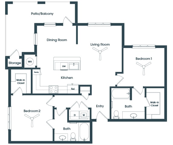 B2 - 1bed1bath - 1098 sf - Debbie Lane Flats
