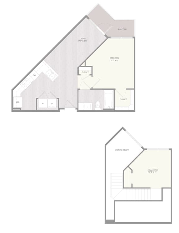 A floor plan of a house with a living room, dining room, kitchen, and two bathrooms.