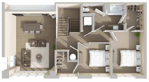 C1 Floor Plan at Harbor Side at Conwood Flats Apartments in Uptown Memphis, TN