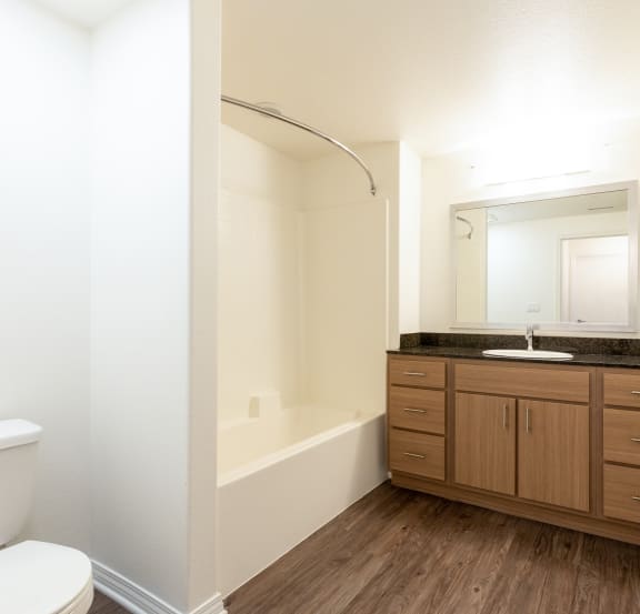 a bathroom with a toilet and a sink and a bath tub