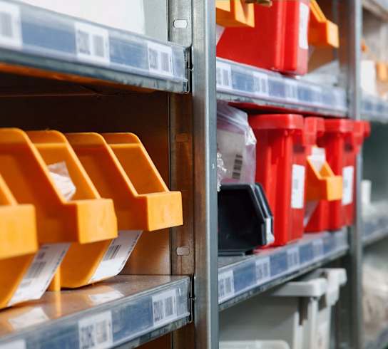 Metal Shelving With Supply Bins