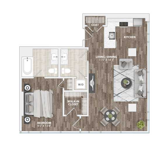 A7A Floor Plan at 1305 Dock Street, Baltimore, MD, 21231