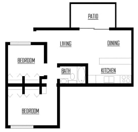 B1 | 2 Bed / 1 Bath | 658 Sq Ft