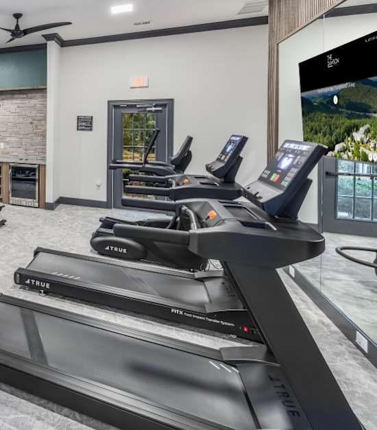 Gym with Treadmills At The Dawson Cartersville in Cartersville, GA, 30121