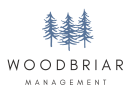a logo for woodland management on a green background