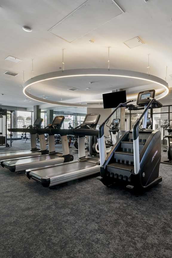 Exercise Room Weight Rack at G12 Apartments, Los Angeles, CA, 90015