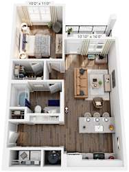 1 Bed 1 Bath | 689 Sq. Ft. at Farmhaus Apartments in Madison, AL