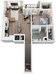 1 Bed 1 Bath Floor Plan | 755 Sq. Ft. at Canopy at Ginter Park Apartments in Richmond, VA
